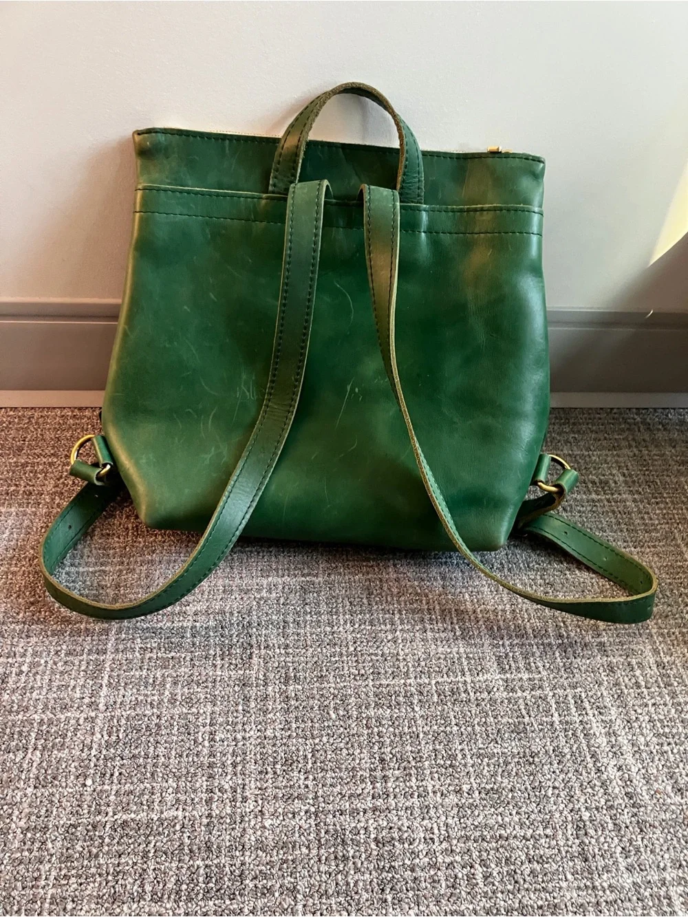 Portland Leather Goods Cowboy Mint large tote backpack